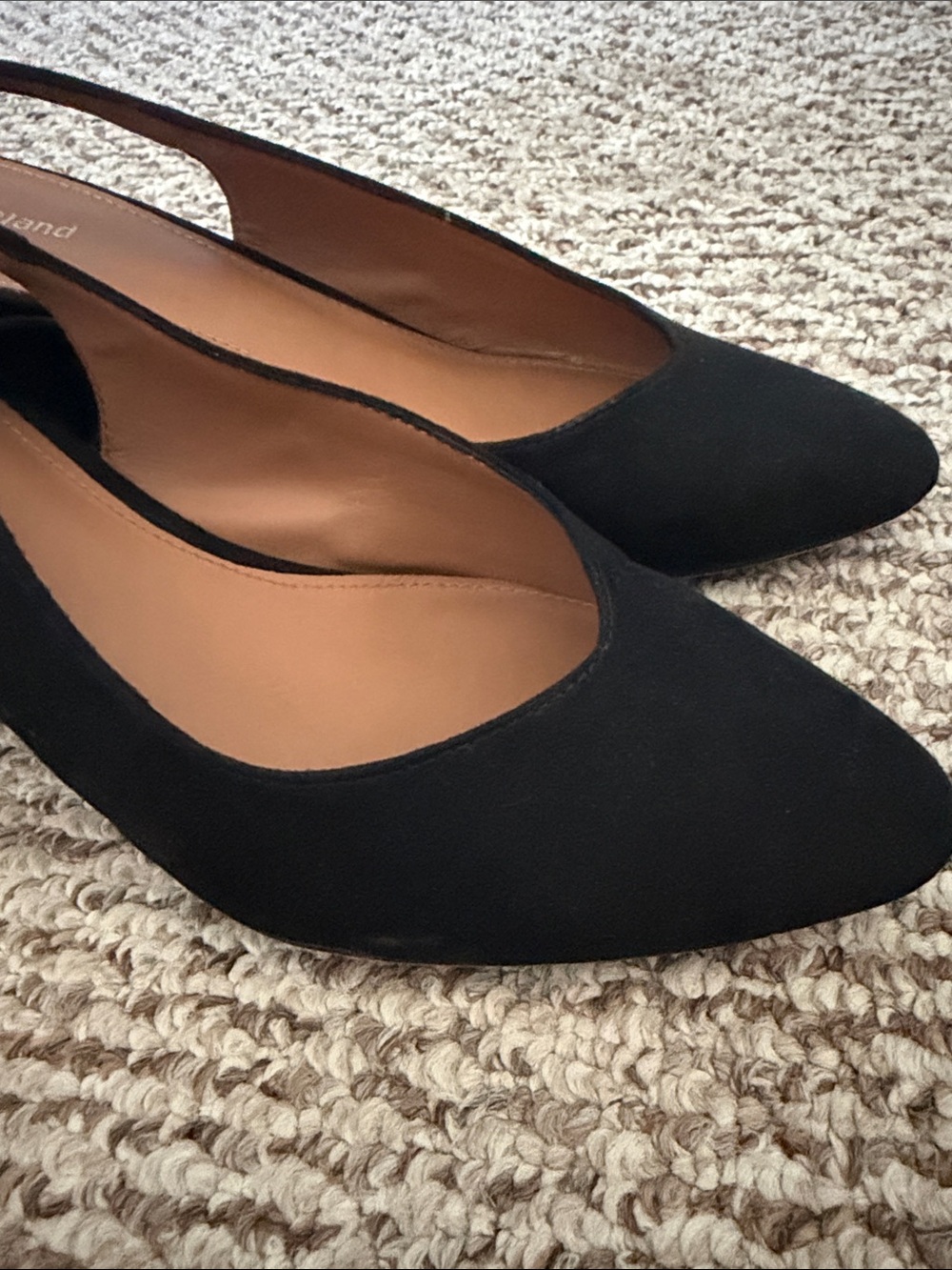 Classic Black Suede Slingback Block Heels - Picture 11 of 12